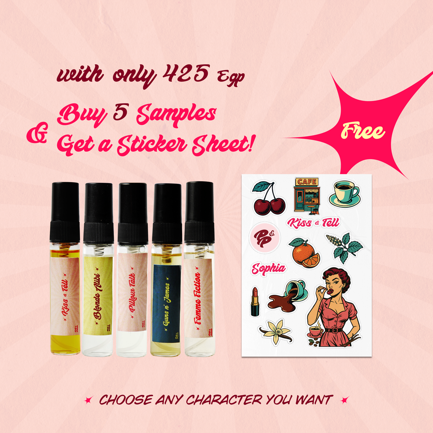 5 samples one sticker sheet For Free